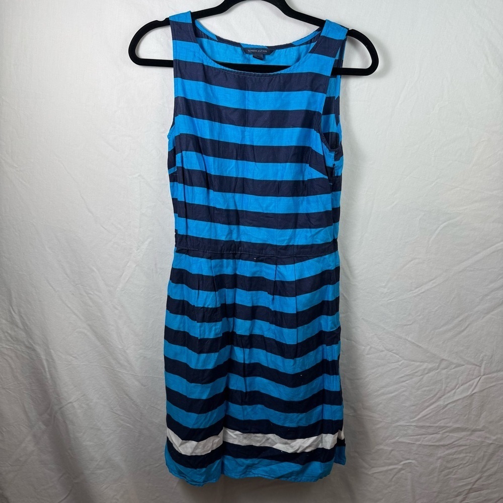 Tommy Hilfiger Blue and Black Striped Midi Dress Womens Size 4